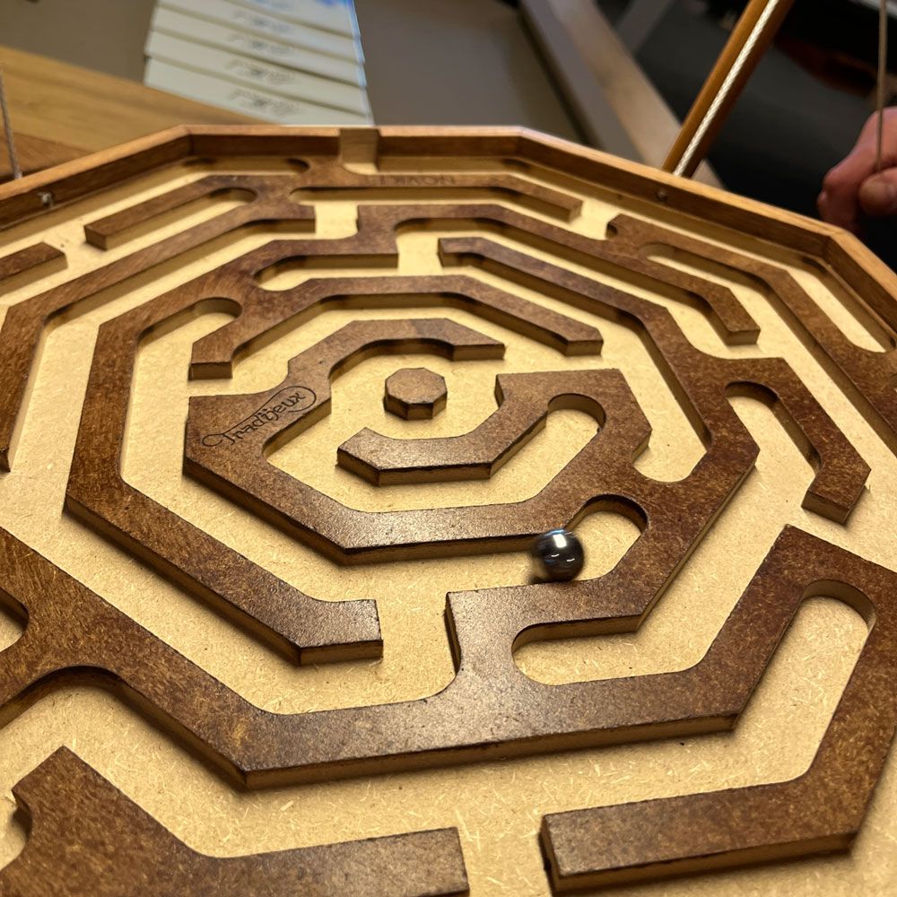 Labyrinthe coopératif, roue de César, tir sur cible (trois jeux en un)